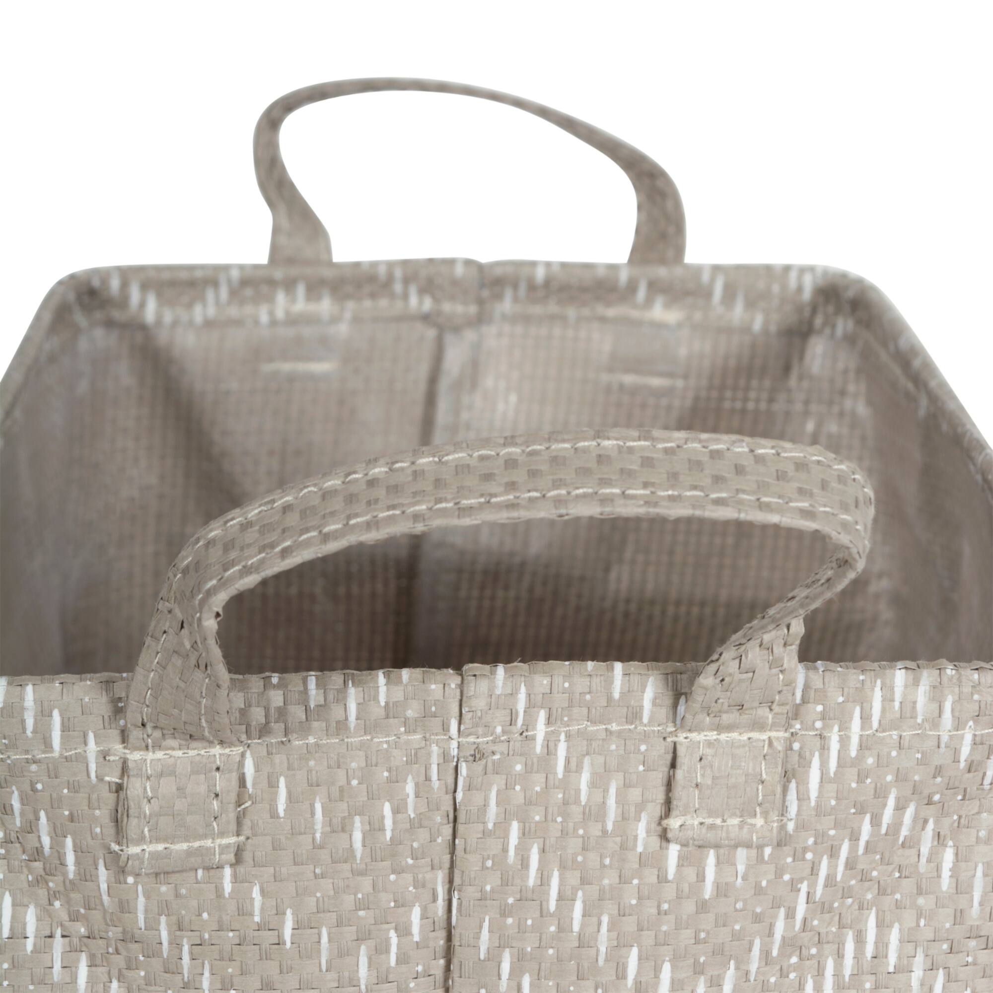DII® Stone & Cream Tribal Chevron PE-Coated Woven Paper Laundry Bin